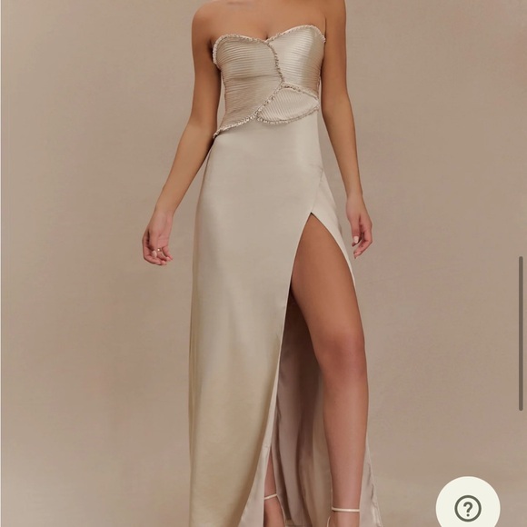 Meshki Larissa Satin Maxi Dress with Ruched Petals - Picture 5 of 13